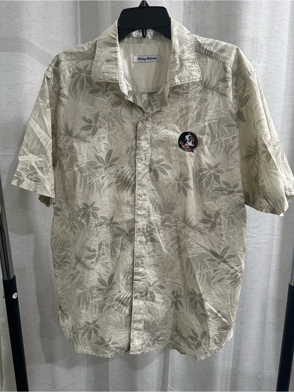 NWOT Tommy Bahama Men’s Beige Tropical Print Short-Sleeve Shirt FSU